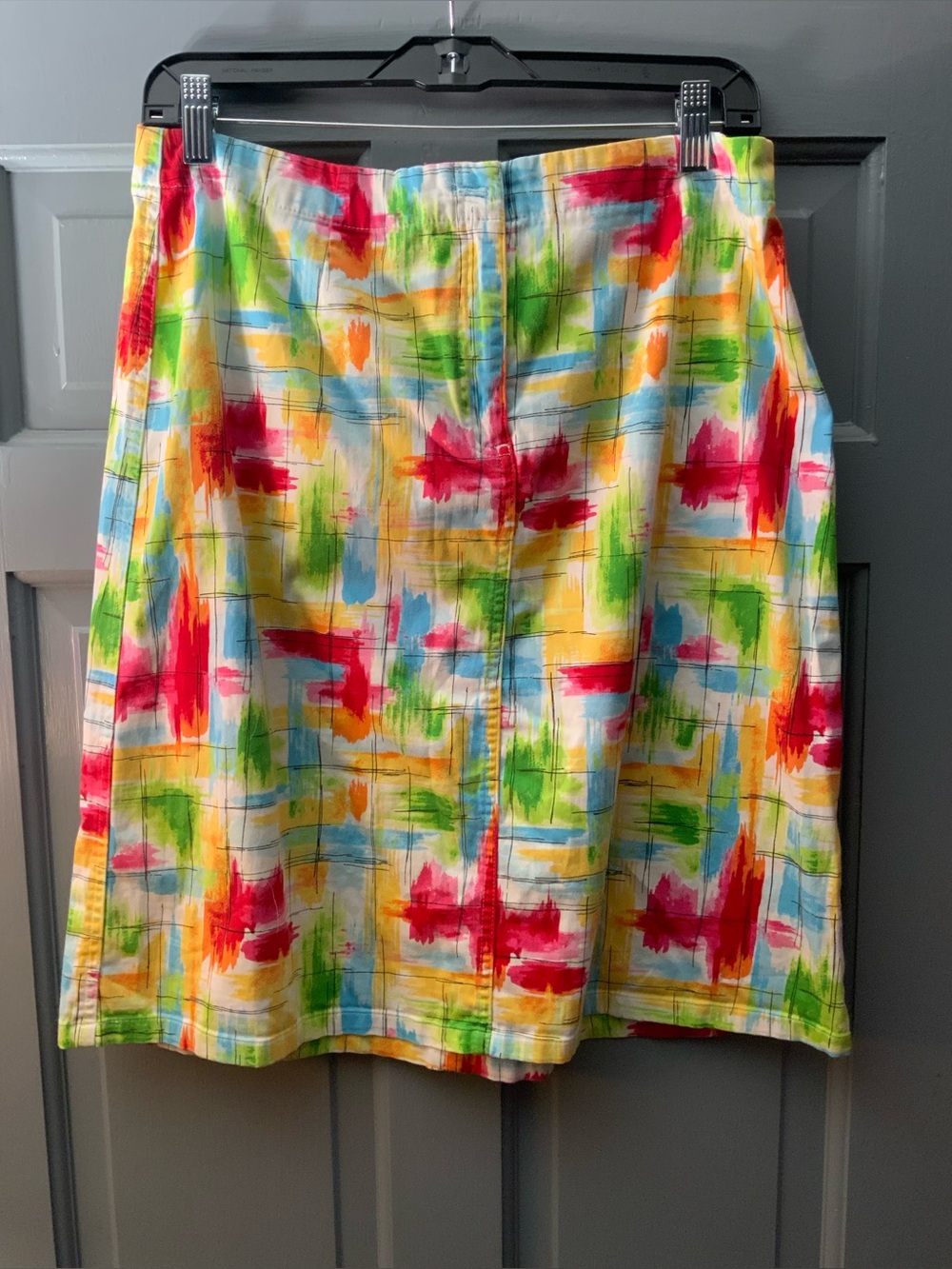 Multicolor Abstract Brushstroke A-Line Skirt - Vibrant Summer Print